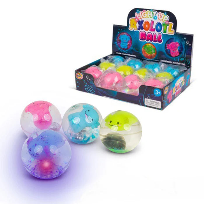 Flashing Axolotl Water Ball - 3 Assorted Colours 8cm