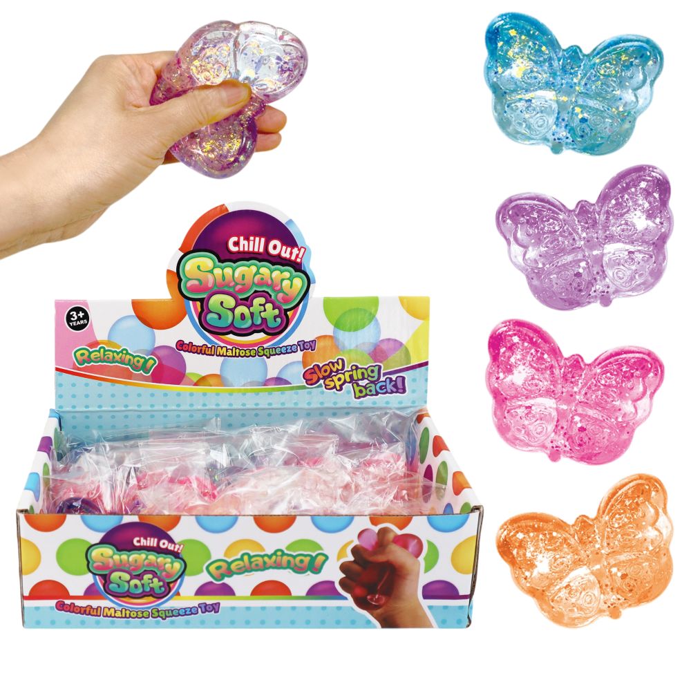 Squeeze Sugary Glitter Butterfly 4asst 70mm