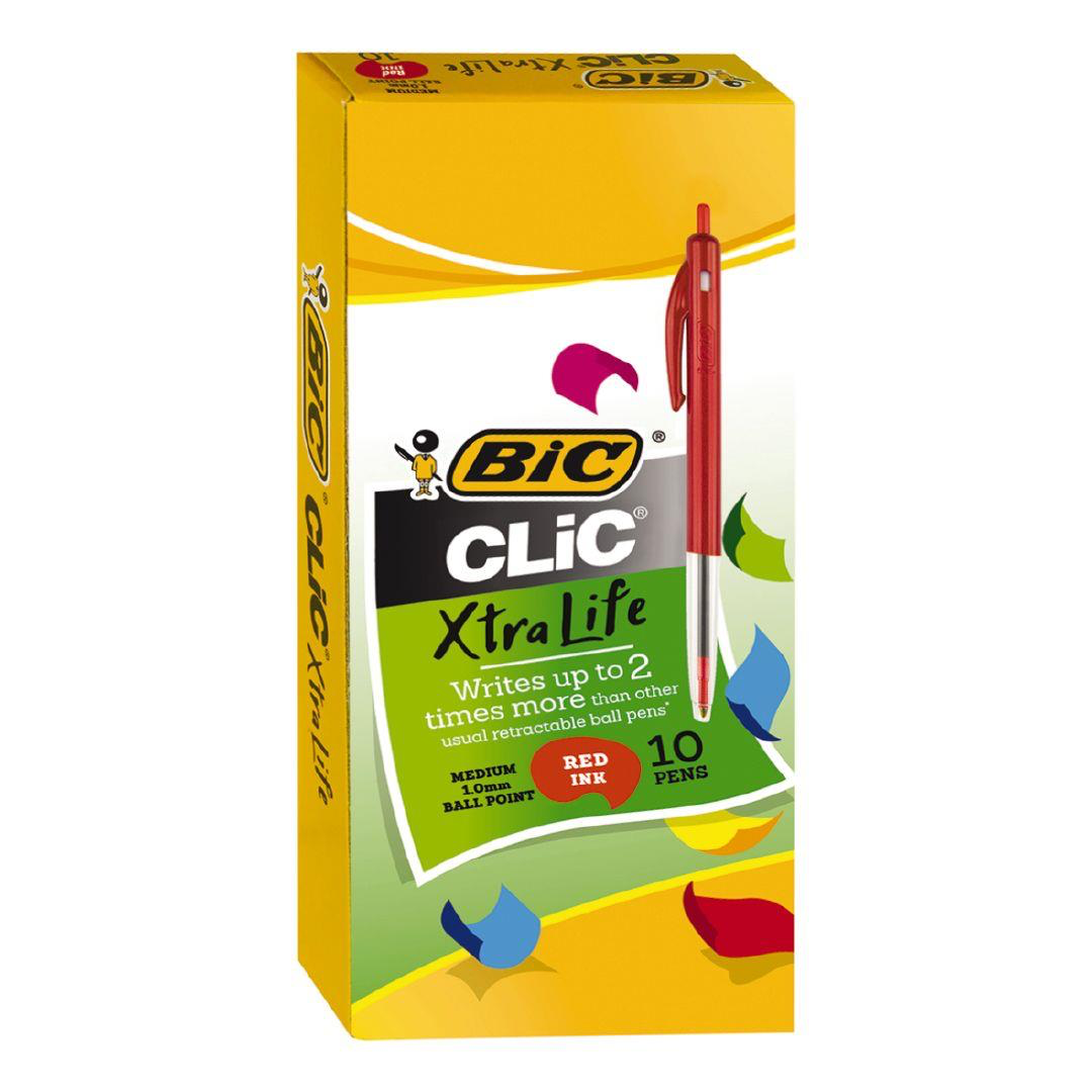 Bic Bx10 Clic Pens - Red