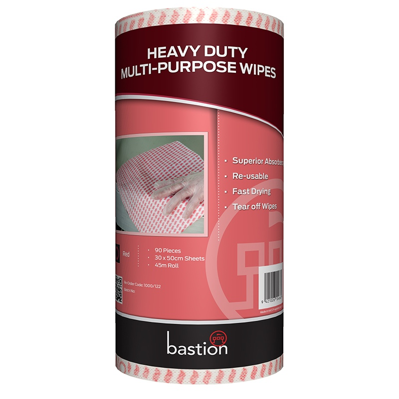 Bastion H/D Wipes on a Roll Ctn of 4 - Red