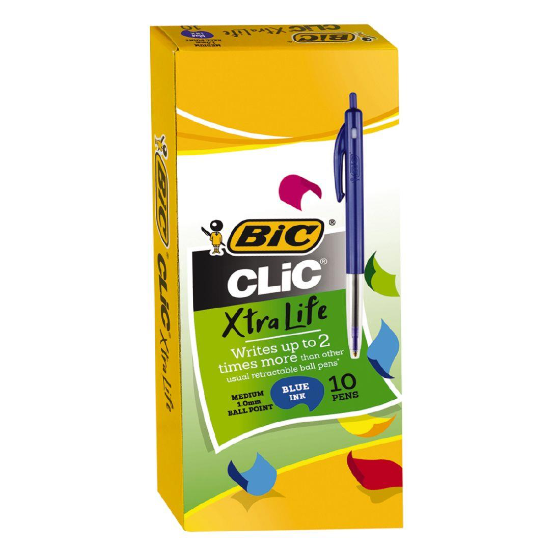 Bic Bx10 Clic Pens - Blue