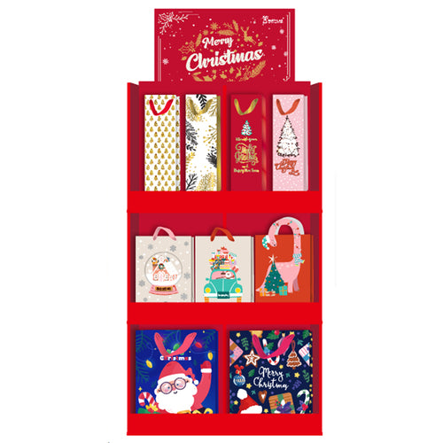 Xmas Asstd Gift Bags W/Display