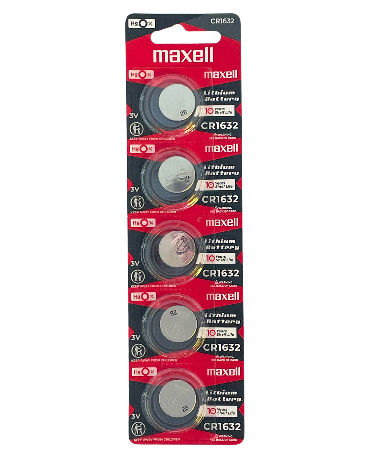 Maxell Lithium Coin Battery CR1632 - Strip of 5