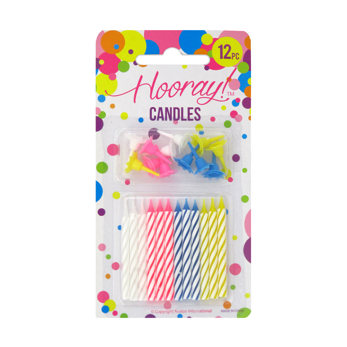 Hooray Candles W/Holder 12pcs