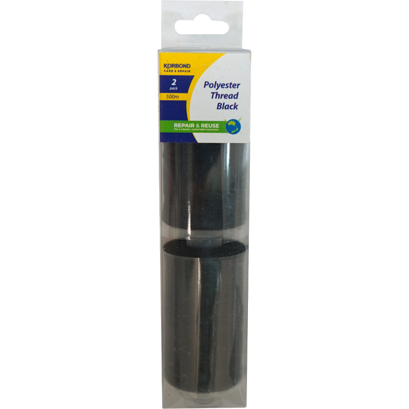 Korbond Black Poly Thread 500m 2pk