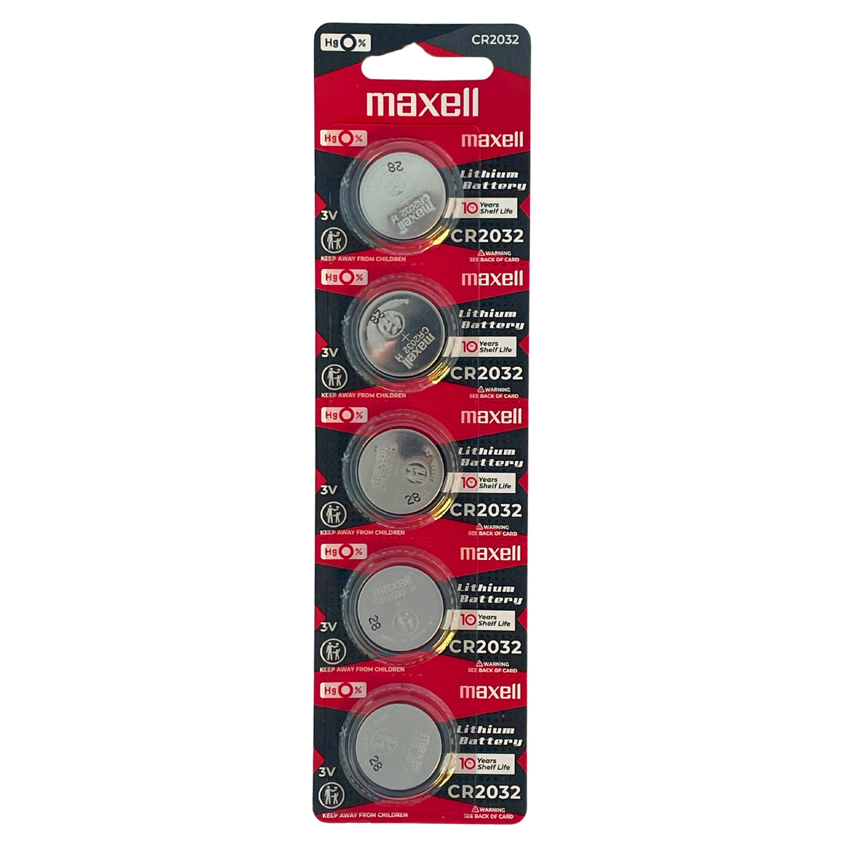 Maxell Lithium Coin Battery CR2032 - Strip of 5