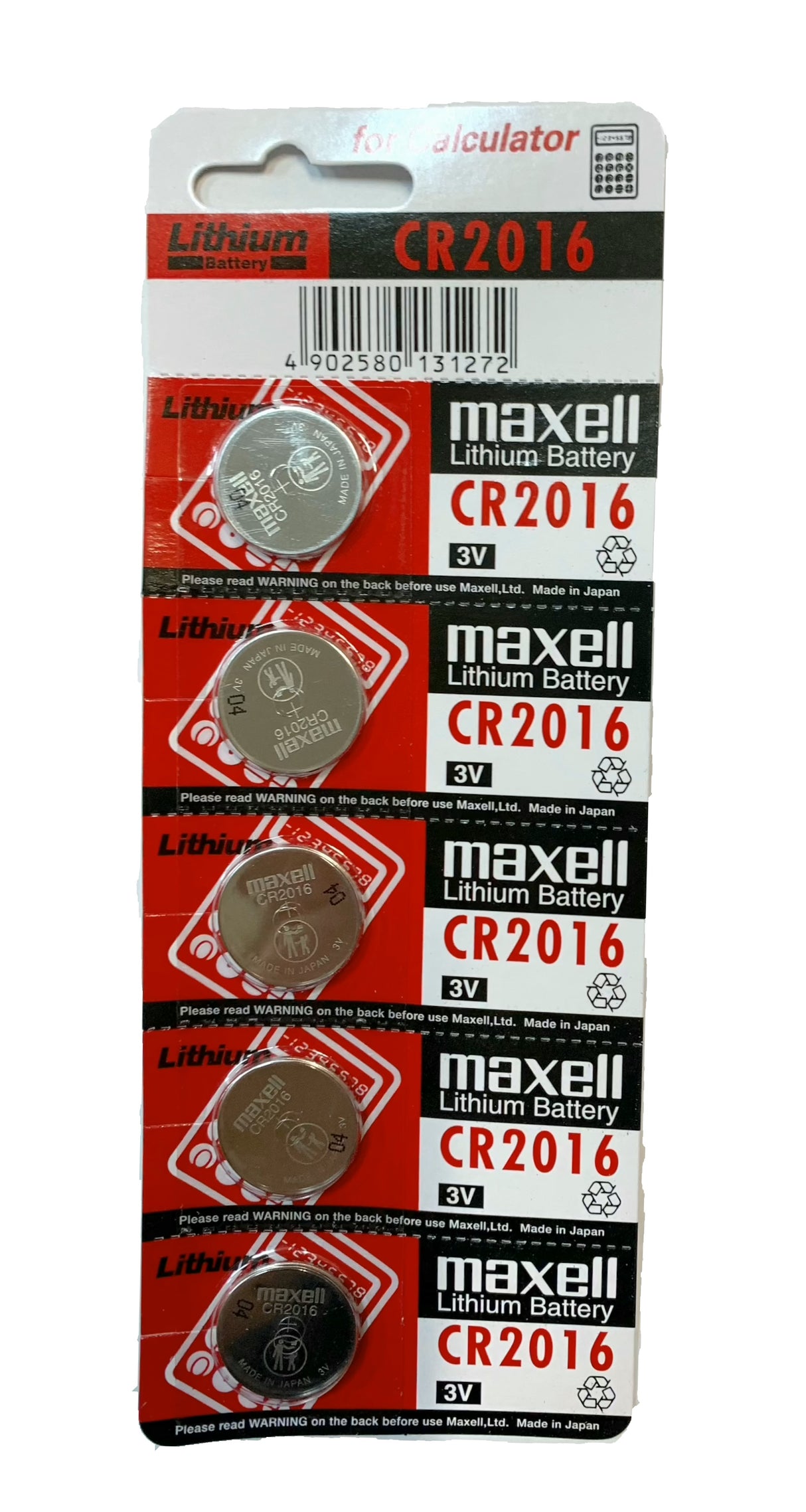 Maxell Lithium Coin Battery CR2016 - Strip of 5