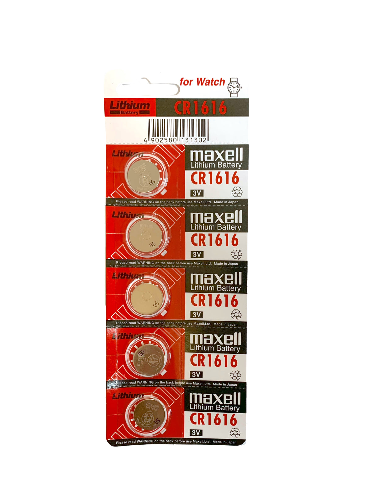 Maxell Lithium Coin Battery CR1616 - Strip of 5